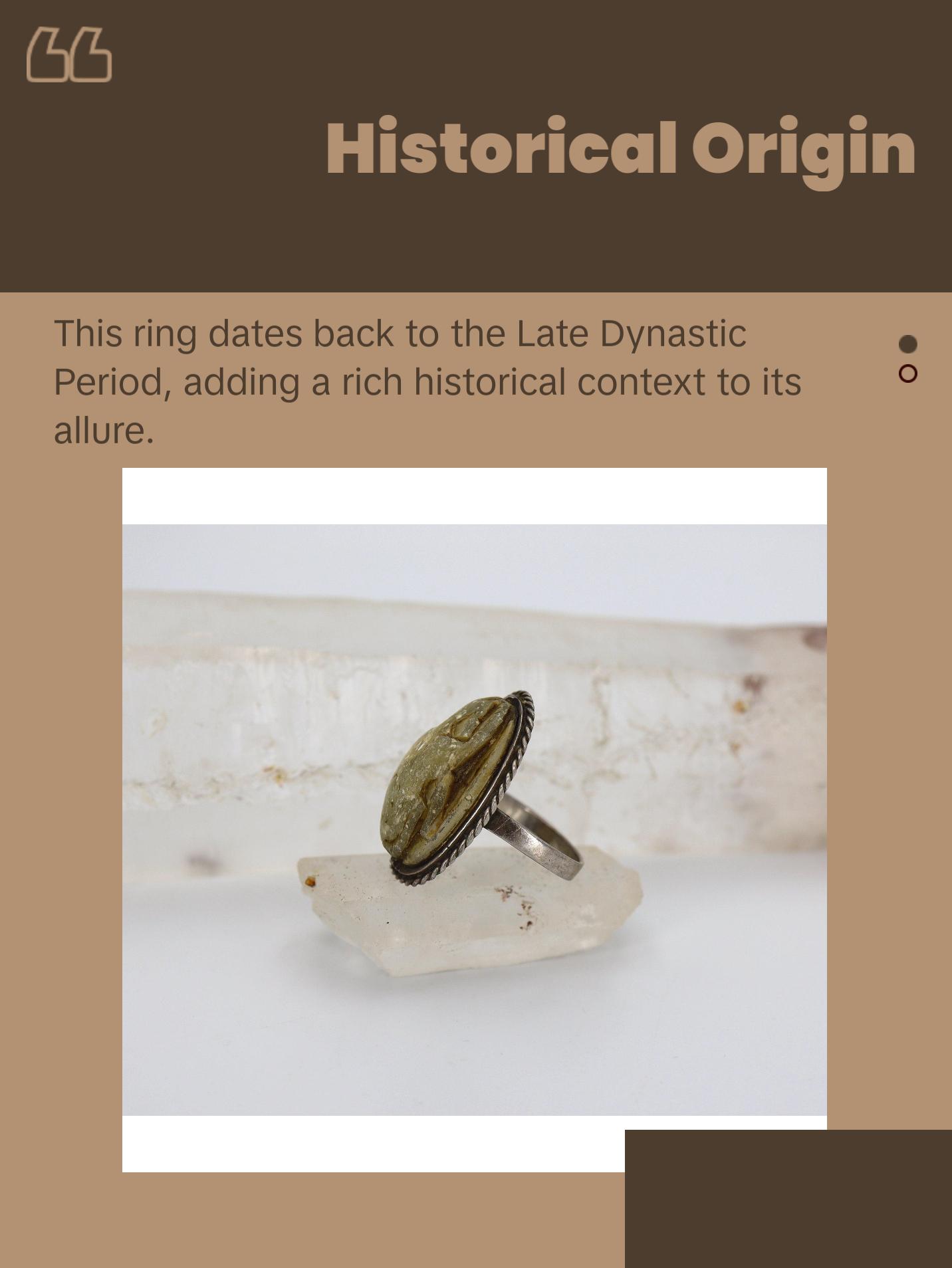 Egyptian Steatite Scarab Ring in Silver Circa 664 to 332 BCE - DK729