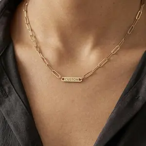 Personalized Bar PaperClip Necklace