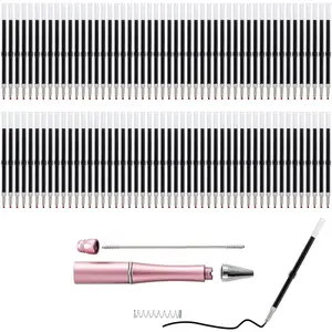 100 count Plastic Beadable Pen Refills, 2.44 inch/6.2 cm Black Ink Smooth Writing Pen Refills for Bead Pens DIY PPL (Pack of 100)