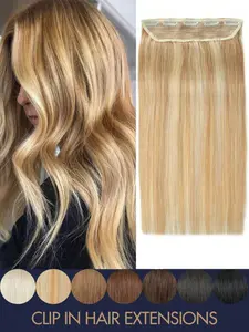 1 Piece Clip-In Human Hair Extensions, 3/4 Inch, Glueless Human Hair, Brazilian Real Hair, 12-20 Inches, Natural Straight Texture, Suitable For All Occasions, easy to wear.