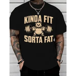 Men's Shortsleeve Round Neck Seamless Graphic Top - 100% Cotton Heavyweight Oversized Menswear T-Shirt, Soft Smooth Fabric for Casual Streetwear Gym Use