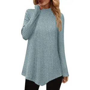 Mock Turtleneck Tops for Women Cozy Sweaters Trendy Long Sleeve Shirts Tunic Tops to Wear with Leggings
