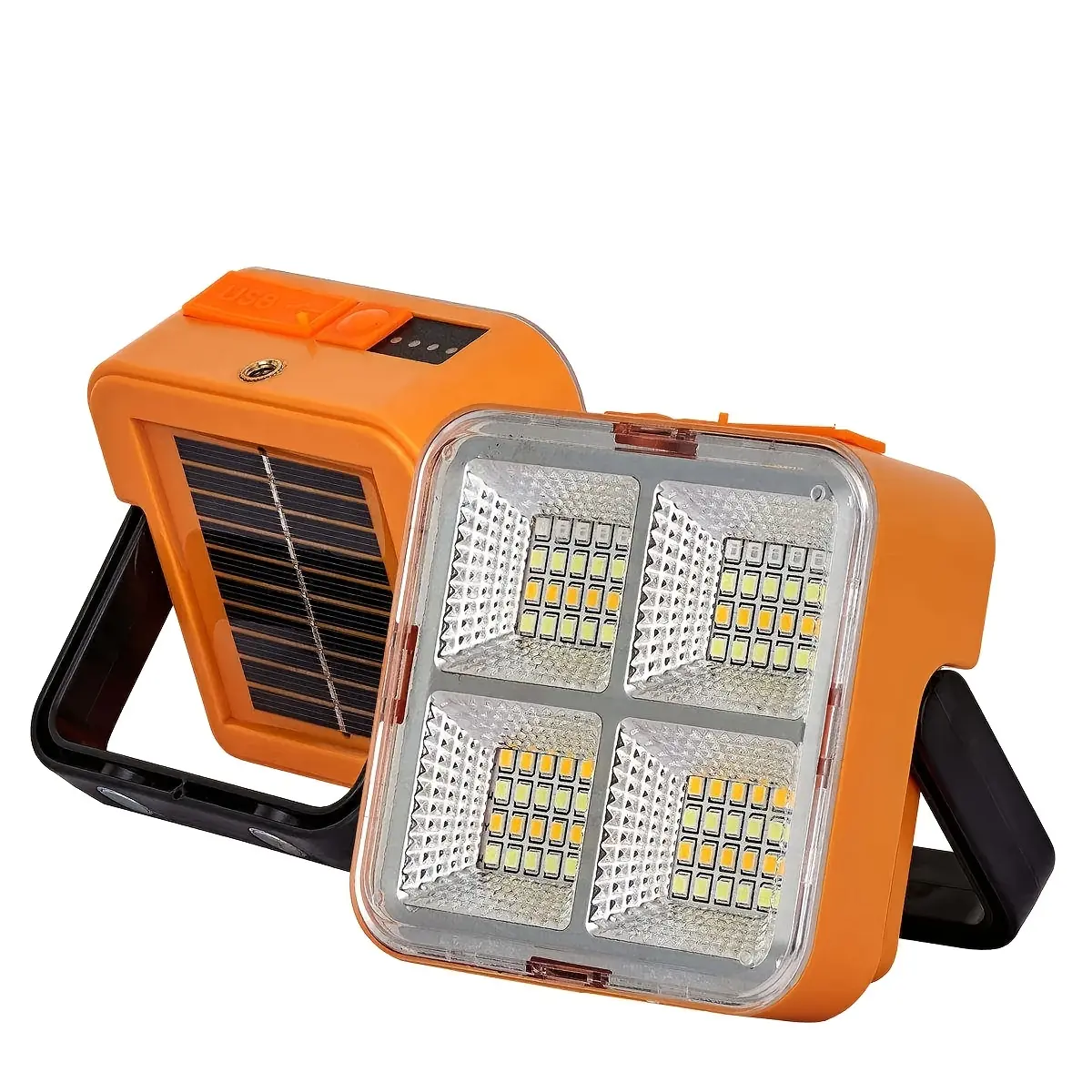 1pc Solar & USB Rechargeable High Lumen LED Work Light - Portable Outdoor Floodlight with Magnetic Base, 1200mAh Lithium Battery Power Bank, ABS Polished Metal Finish for Camping, Emergency, Construction | Multifunctional LED Flashlight