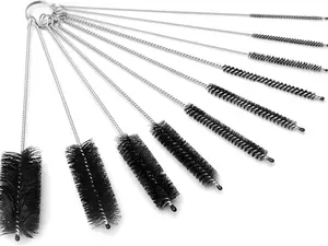 10-Pack Long Straw & Pipe Cleaning Brushes, 8-Inch Flexible Nylon Bottle & Tube Cleaners, Non-Scratch & Reusable