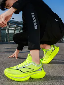 1 Pair Unisex Cloud Cushion Running Shoes Anti-Slip Rubber Sole Carbon Plate Support Breathable Mesh For Students Training