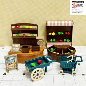 Mini Doll Decorated House Playhouse Fruit Shop Accessories, 43pcs/set Doll Miniature House Fruit Shop Toy Accessories, Small House Accessories for Gifts