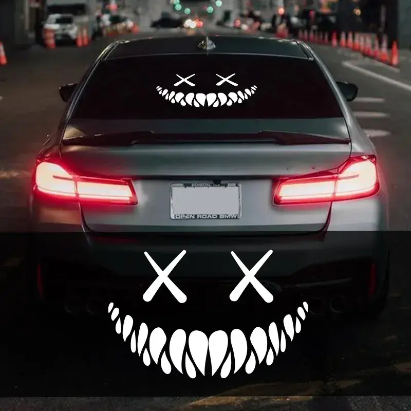 Demon Smiling Face Car Stickers for Rear Windshield Cool Auto Body Styling Waterproof Decoration Automobile Window Vinyl Decals