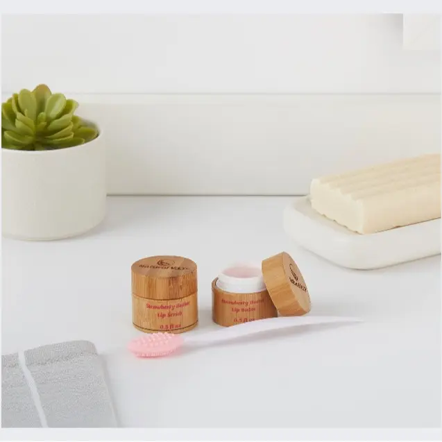 Natural V.I.P. Vegan Strawberry Sugar Lip Exfoliator Scrub and Strawberry Butter Balm with   Coconut Oil  Applicator Set