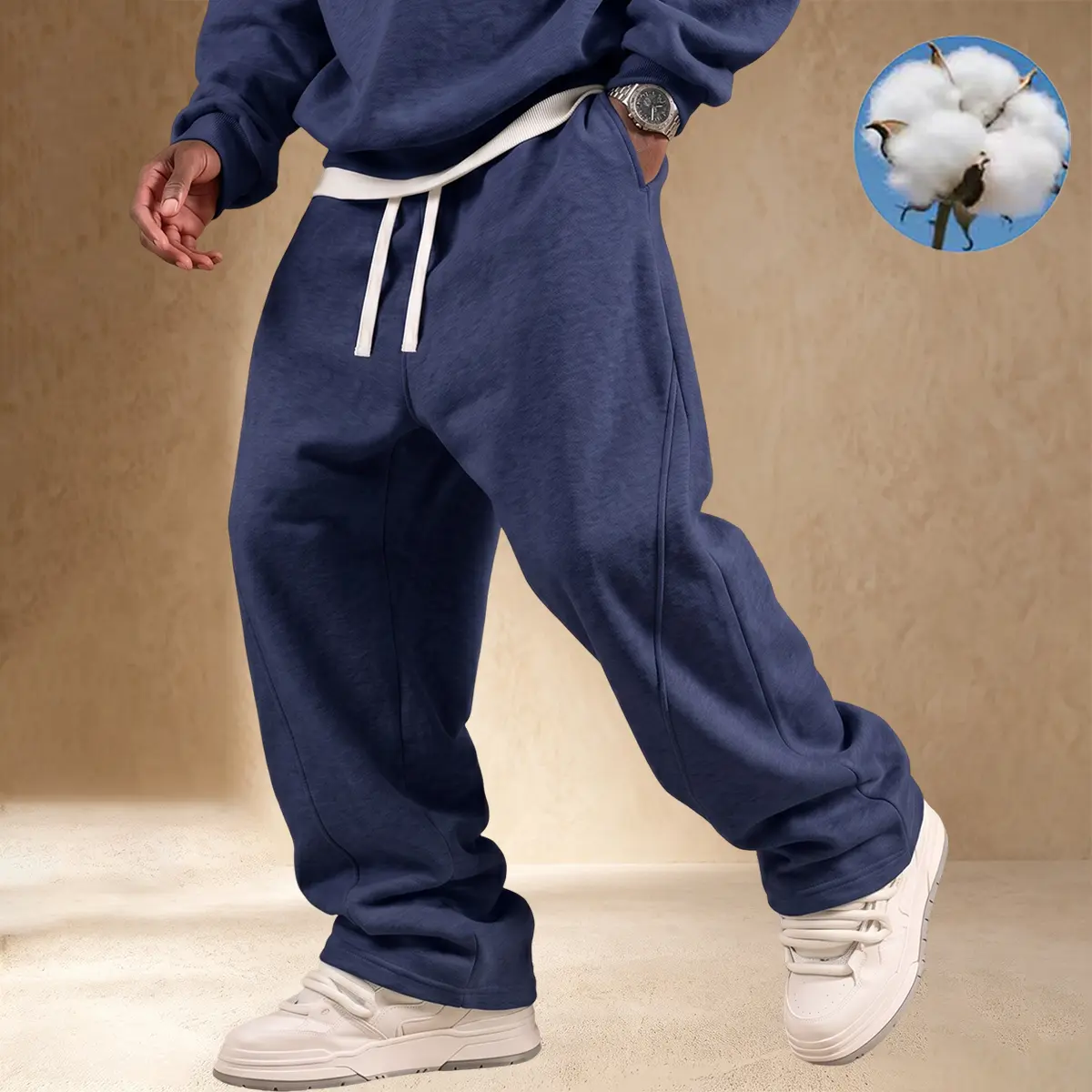 【JOGWAVE】Men's Solid Colors Clothes, Loose Straight-Leg Pants with Simple Cut, Standard Size, Spring-Autumn Knit Soft Stretchy Fabric, Drawstring Waist, Side Pockets, Outdoor Casual Fitness Sportswear 【JOGWAVE】Men's Solid Colors Clothes, Loose Straight-Leg Pants with Simple Cut, Standard Size, Spring-Autumn Knit Soft Stretchy Fabric, Drawstring Waist, Side Pockets, Outdoor Casual Fitness Sportswear