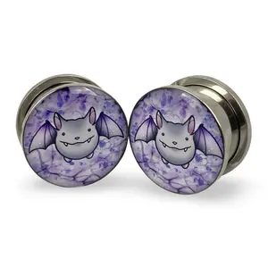 Cute Bat Picture Plugs gauges pair body jewelry