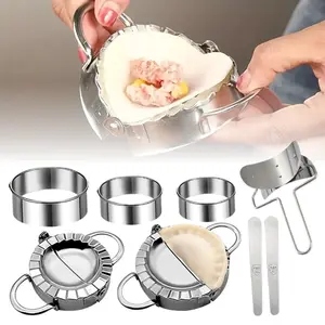 8 Pcs Dumpling Press Molds Set and Cutter - Make Dumpling Skin, Stuffing, Empanadas, Ravioli - Kitchen Accessories