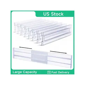 Drawer Dividers Organizers 6 Pack, Adjustable 3. 15" High Expandable From 10. 82-20. 47" Kitchen Drawer Organizer, Clear Plastic Drawers Separators For Clothing, Installed By Double-Sided Tape, Kitchen Drawer Organizers Separators For Utensils, Tools, Clo