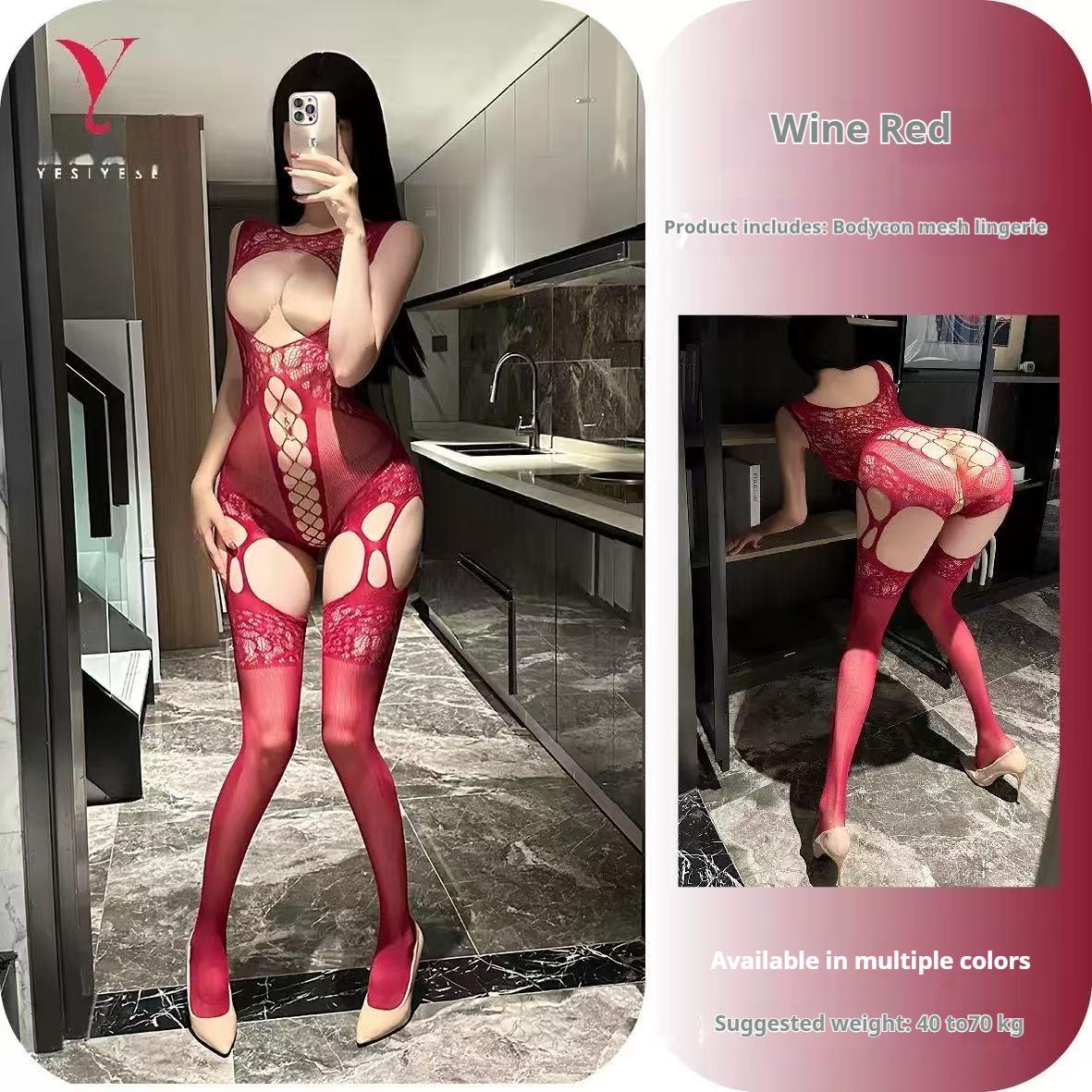 FUN Dressing Women's Black Lace Fishnet Bodystocking, Halter Neck Teddy Bodysuit with Cutout Detail, Elegant Soft Lingerie for Alluring Look, All Seasons Basic Outfit for Date Night