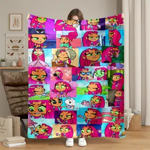 1pc Starfire Multi-Expression Flannel Blanket, HD Digital Print Design, Soft Comfortable All Seasons Nap Blanket, Home Office Travel Use