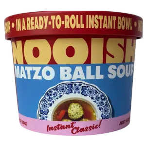 Nooish Instant Matzo Ball Soup Kosher Vegetarian Quick Cooking Ready in Minutes Savory Comfort Food Monocalcium Phosphate Baking Soda Celery Seed Garlic Taffy Dairy-Free Soy-Free