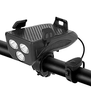 Bicycle lights, bicycle lights with horn, rechargeable bicycle lights, 4-in-1 handlebar headlights, suitable for bicycle phone holders.