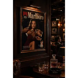 Vintage Marlboro Poster 90s Lounge Wall Art, Retro Cigarette Ad Print - (Unframe)