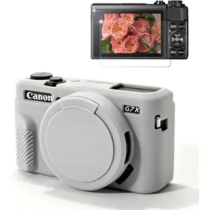 Case for  G7X Mark II G7X Camera, Soft  Protective Case, Powershot G7X Mark II Sleeve with Removable Lens Cover & Screen Protector Accessories, Slim Fit, Anti-Scratch (Grey)