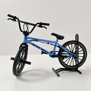 1:8 Mini Model Alloy Bicycle With Parking Rack Diecast Decoration Metal Mountain Finger Blue Bmx Bike Simulation Gifts Boys Toys