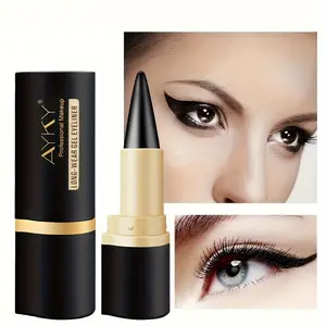 Solid Matte Black Gel Eyeliner Waterproof Eyeshadow Pencil Makeup Beginners Easy Apply Long Lasting Smooth Stain Resistant Creamy Formula Cosmetic