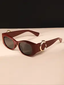 New Fashion Vintage Leopard Oval Frame Glasses for Women Men, Daily Streetwear High Quality Stylish Beach Party Sunglasses