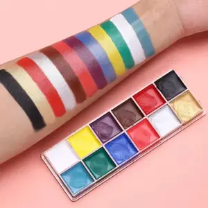 12 Color Halloween Makeup Face Paint Palette, Professional Body Art Party Tattoo Oil Paints for Adults, Costume Cosplay Festival