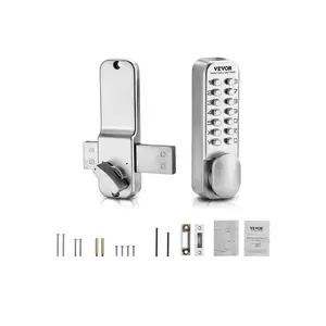 VEVOR Mechanical Keyless Entry Door Lock, 14 Key Mechanical Door Lock, Mechanical Keypad Door Lock with Adjustable Thumb Knob, Single-Side Zinc Alloy Waterproof Keyless Gate Lock, for Home Office