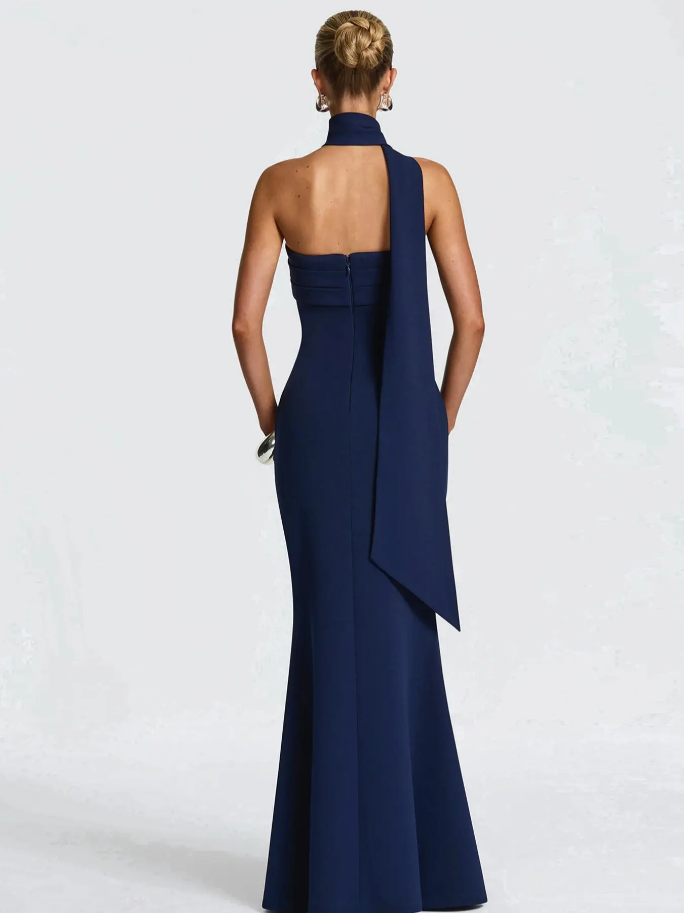 Women's Black Tie-neck Dress, Formal elegant dress, Solid Ruched Sleeveless Strapless Backless Tube Dress & Women's Black Tie-neck Dress, Formal elegant dress, Solid Ruched Sleeveless Strapless Backless Tube Dress &