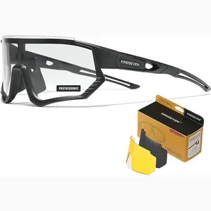 KINGSEVEN LS-910 2026 Photochromic Cycling Sunglasses - Unisex Sports Eyewear, UV400 Protection, Interchangeable Lenses, Windproof & Anti-Glare, Ideal for MTB Biking, Road Cycling, Running, Fishing, Hiking, Skiing & All Outdoor Activities for Men Women