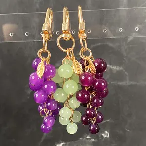 1/20Pcs resin transparent beaded grape pendant new creative student bag decoration key chain gift