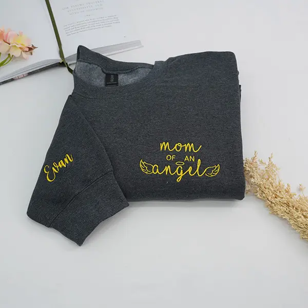 Custom Embroidered Mom of An Angel Sweatshirt, Personalized Baby Memorial Sweatshirt, Baby Memorial Sweatshirt,  Remembrance Gift for Mama