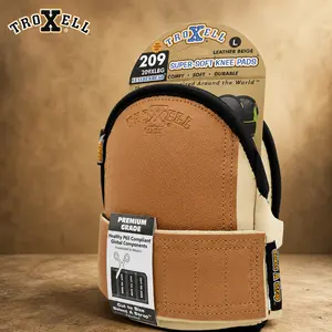 TROXELL USA SuperSoft Leatherhead Kneepads for Men & Women, Ultra Soft Cushion Non-Slip Neoprene Straps Durable Ergonomic Fit for Flooring Construction Work - (Large Size / Bagged in Pairs)