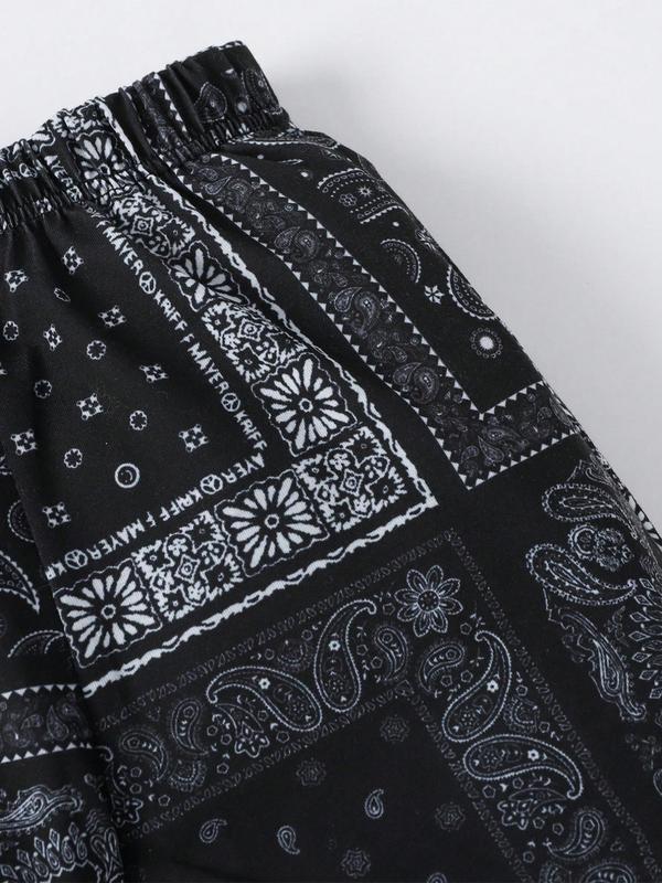 Boy's Ethnic Pattern Shorts, Casual Elastic Waist Beach Shorts for Summer, Kids Bottoms for Daily Wear