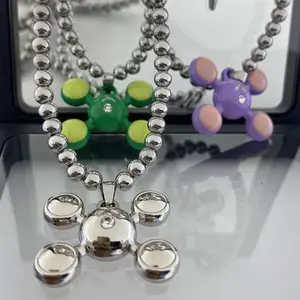 Hip-hop Style Stainless Steel Round Bead Chain, Rapper Necklace, a Niche Design Necklace Gift for Fashionable Men and Women