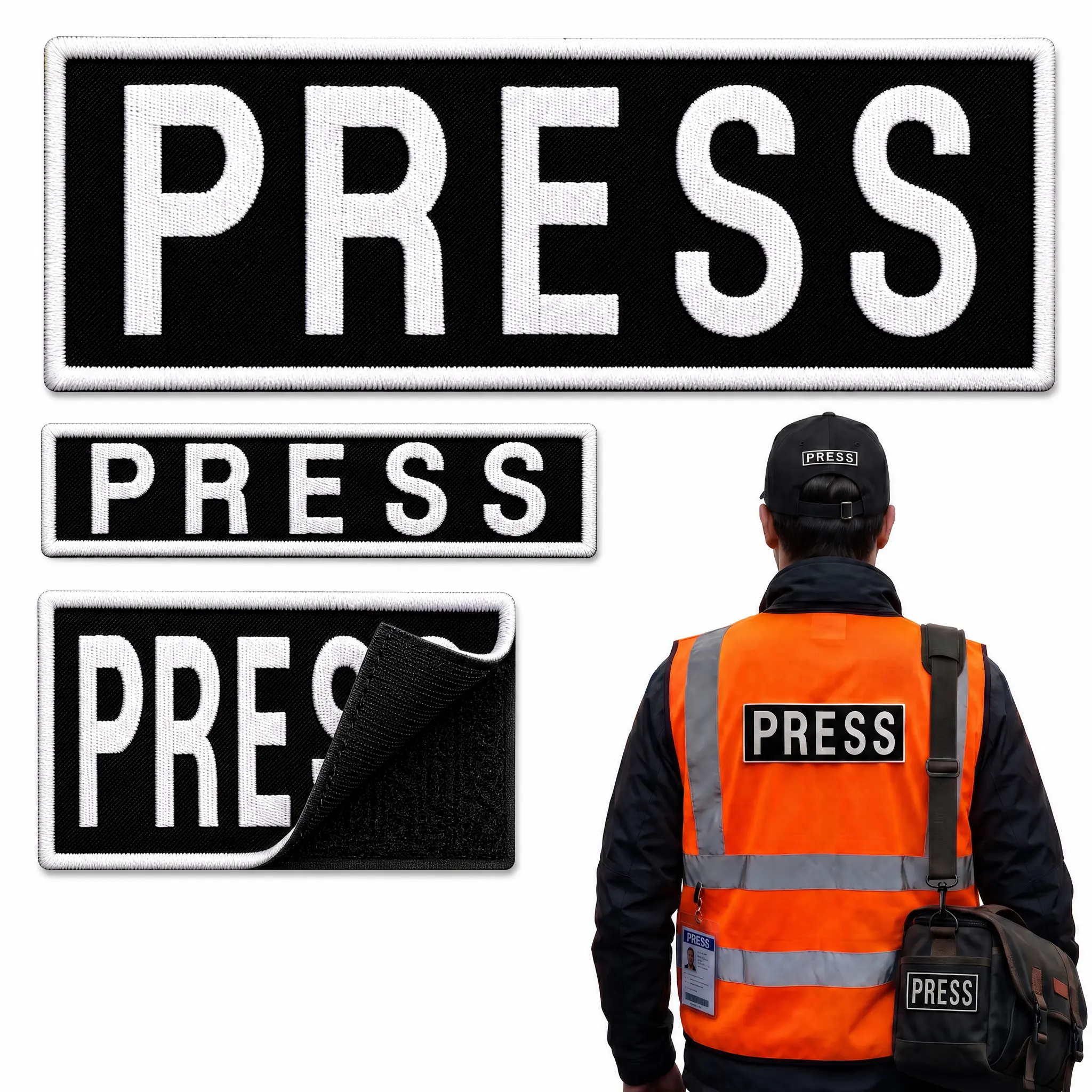 Press Patch Set (3-Pc), Embroidered Hook & Loop