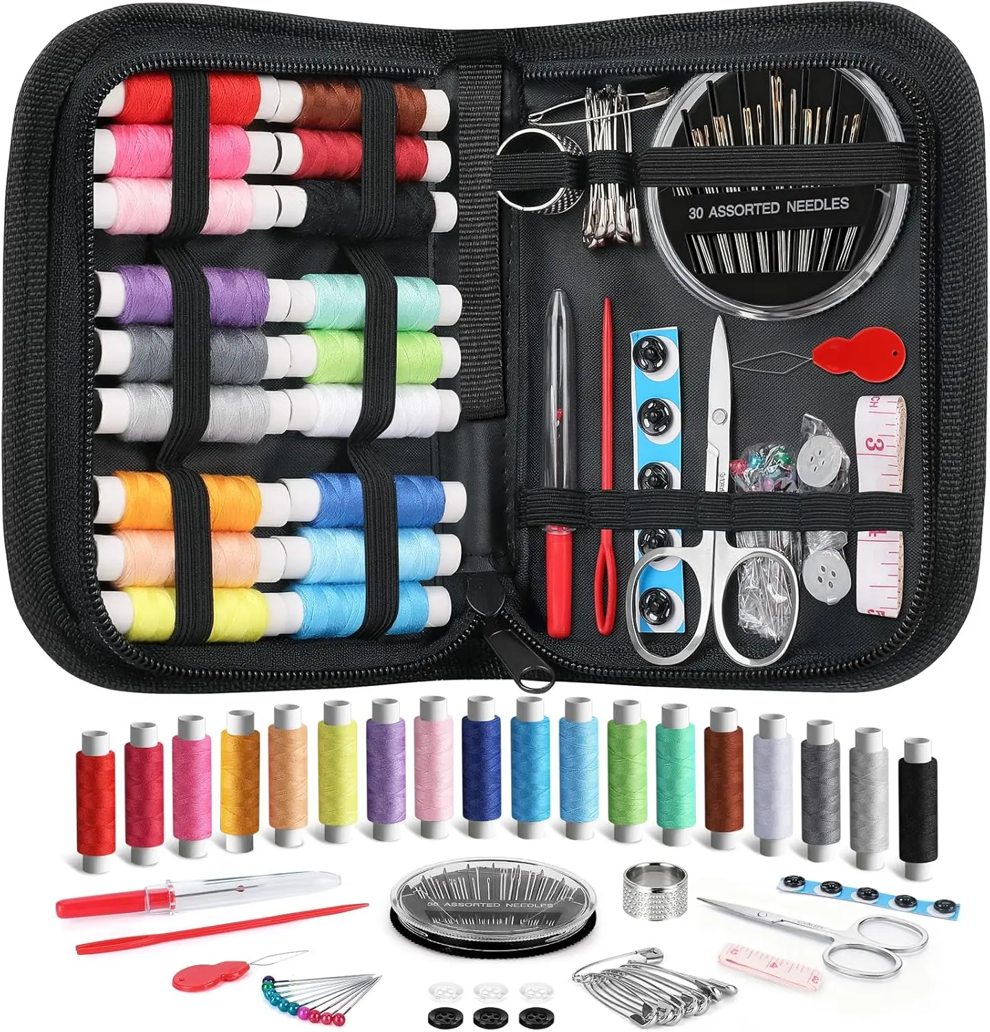 Sewing Kit for Adults College Dorm Essentials, Portable Sewing Supplies Accessories Contains Thread, Needles, Scissors, Gifts for Mom Grandma Women Wife Teen Girls Beginner Traveler (Black)
