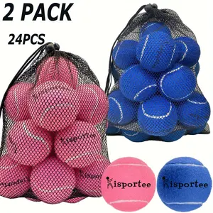 New 24pcs Tennis Balls For Beginners Pet Dog Playing Balls, Training Tennis Practice Ball Pressure Felt Exercise Bulk Tennis Balls For Ball Machine