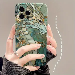 [Hard Phone Case Gift] Dragon Stained Glass iPhone Case |   All Inclusive Seismic Film Hard Protective Cover |   Gift for Men & Women |   iPhone 11/12/13/14/15/16/PLUS/PRO/PROMAX