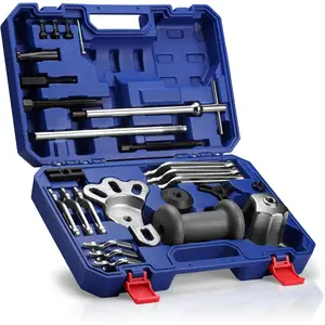 9-Way Slide Hammer Puller Set, 27-Piece Slide Hammer Kit, Wheel Bearing Removal Tool for Front Hub & Rear Axle, Heavy Duty Bearing Puller Set with Carry Box