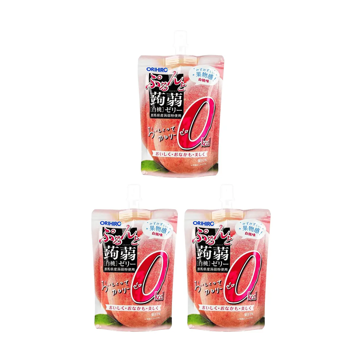 ORIHIRO Peach Konjac Jelly 3-Pack | Zero Fat Zero Calorie Healthy Snack