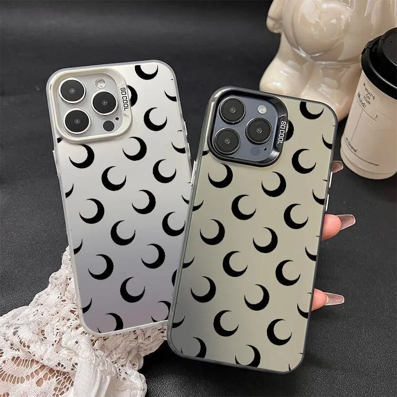Large Hole Colorful Silvery Phone Case - Leopard Print with Red Cherries & Leaves Fit for iPhone 17/16/15/14/13/12/11 Pro/Max/Air/Plus & Galaxy S22-S25 Ultra/FE/Plus/5G Trendy Slim Protective Cover Handle Smartphone