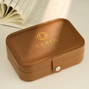 Oufer Storage Jewelry Case with Mirror - High-Quality PU Leather Organizer Box for Rings Necklaces and Accessories