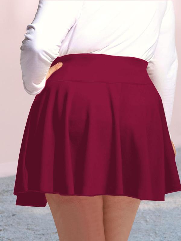 [Plus Size] Solid High Waist Skort, Casual Comfort Minimalist Basic Pocket A Line Skirt for Daily Wear, Women's Bottoms for Summer, Casual Sporty Skorts