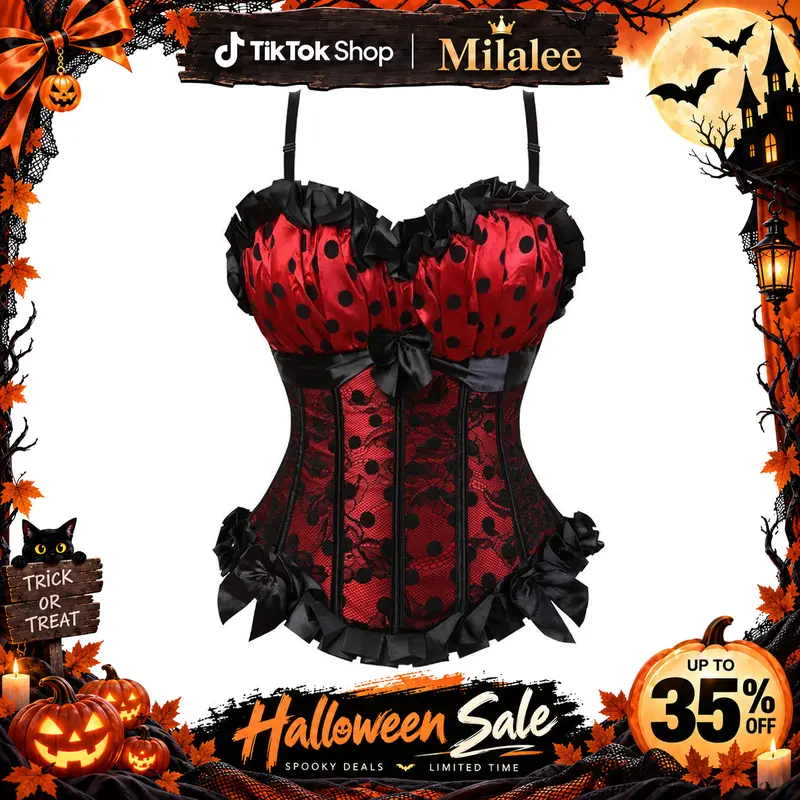 Milalee Womens Sexy Satin Overbust Bustier Corset Lace-Up Trim Waist Cincher Shapewear Top Slimming Body Shaping Corset for Party Daily Wear 2796