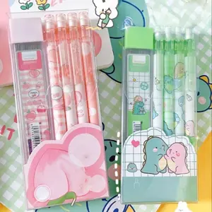 Cute Mechanical Pencil Set, Affordable Pencil 4 Counts/set 0.5mm Mechanical Pencil with Refill, Writing Stationery for School & Office