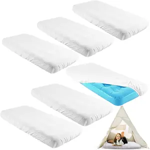 Kids Air Mattress Fitted Sheets Compatible with Intex Cozy Kidz Sheet Only Toddler Inflatable Mattress Sheets for Kids Sleepover Party Travel Camping Airbed White 6 Pcs