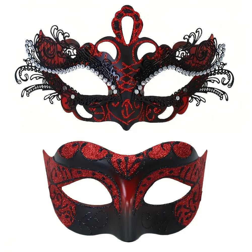 2pcs Couple Gentleman And Lady Masquerade Masks for Parties, Featuring Vintage Greek Roman And Venetian Styles, Perfect for Halloween And Carnival Celebrations