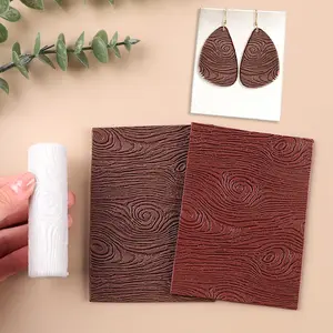 Wood Grain Polymer Clay Texture Roller Work with Polymer Clay Cutters for DIY Earrings Jewelry Making Craft Supplies