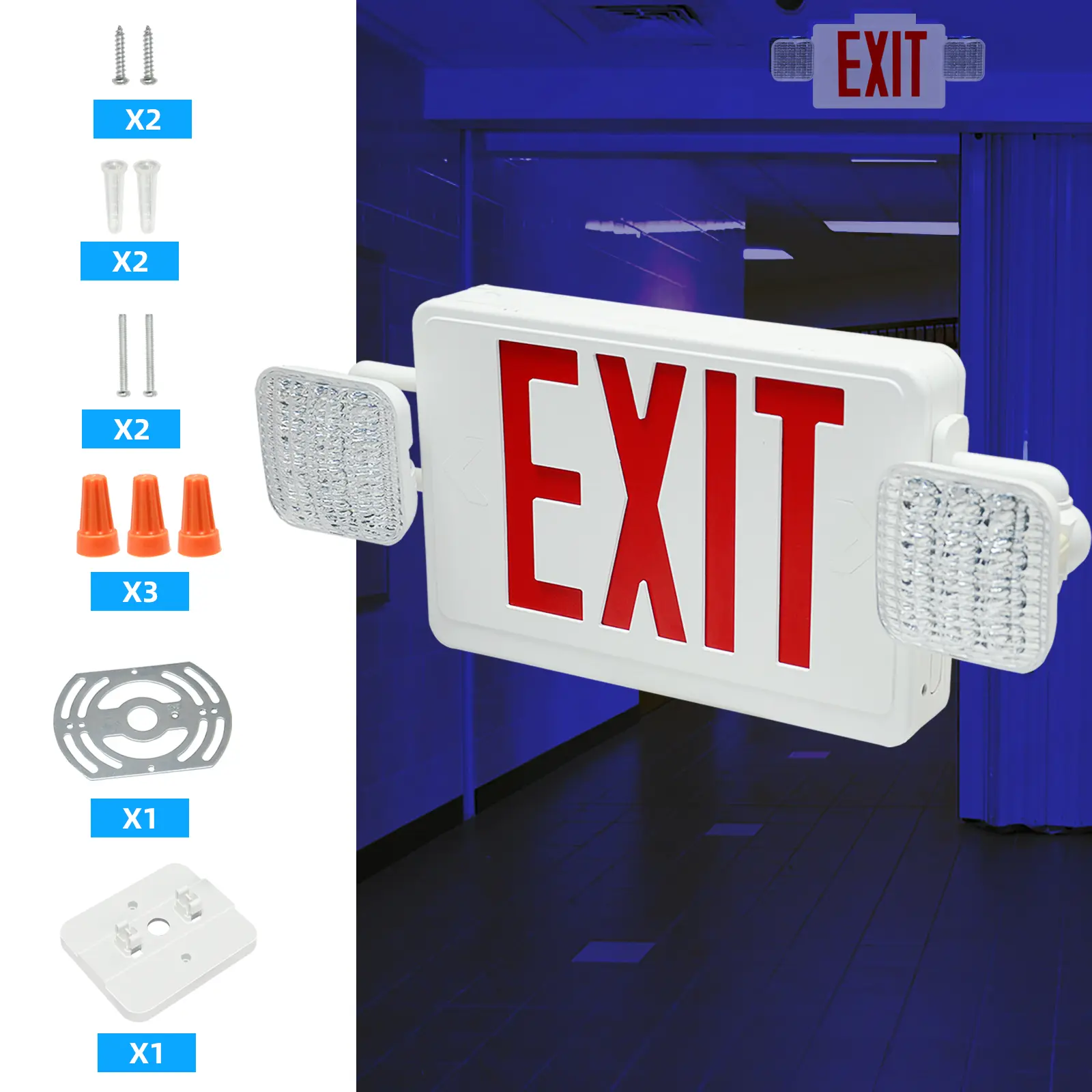 LED Emergency Exit Lights with Commercial Fixtures for Business Home ...