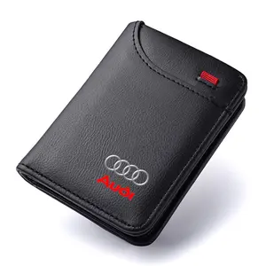 Leather Men Wallet Bifold Wallets Gift Coin ID Cash Credit Card Holder Purses for Audi A4 B5 B6 B7 B8 B9 A3 8P 8V 8L A5 A6 C6 C5 C7 4F A1 A7 A8 Sline